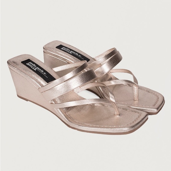 Pedro Garcia x Amlul wedge thong sandal square toe FINISTERRE PLATINUM FOIL - Picture 1 of 13